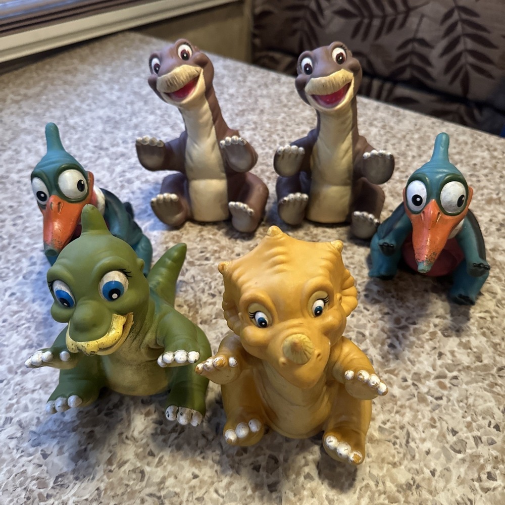 Vtg 1988 Pizza Hut The Land Before Time Dinosaurs 6 Rubber Hand Puppets